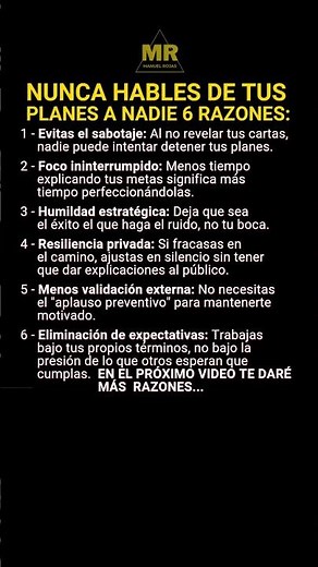 Nunca Hables De Tus Planes a Nadie 6 Razones #mentalidad #exito #desarrollopersonal