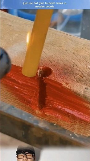 just use hot glue to patch holes in wooden boards