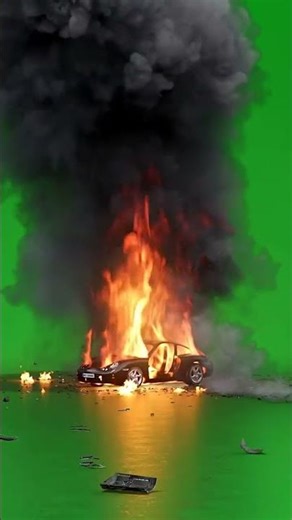 Car Explosion💥 Green screen template video #template #greenscreen #trending