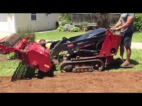 Toro Dingo + Soil Cultivator preparing for new sod install