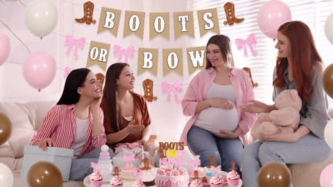 Holkcog Boot Or Bows Gender Reveal Decorations, Glitter Boots or Bows Cupcake Toppers and Hang Banner, Western Cowgirl Gender Reveal Decorations, Boots Or Bows Sign t What Will Baby Be He or She