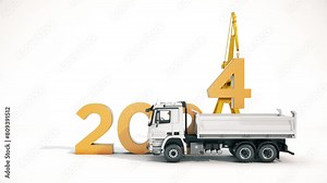 Vehicle construction 2025. Concept 2025 New Year sign. 3d rendering