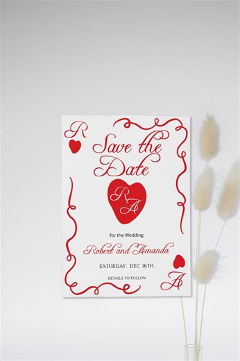 Playing Cards Save the Date With Photo, Casino Wedding Invitation, Editable Template P320 - Etsy