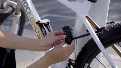 ROCKBROS Folding Bike Lock with Mount - Heavy Duty Anti Theft 4-Digit Foldable Lock