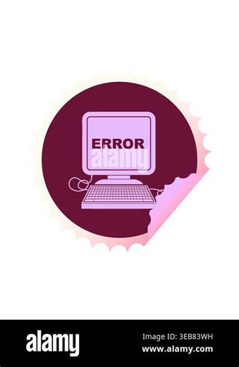 popping motion animation of computer error vector illustration circular peeling sticker in bright glow color Stock Video Footage - Alamy