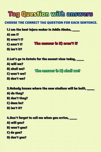 Tag Question with Answers #englishgrammar #english #vocabs #learn #vocabbatch #englishtense