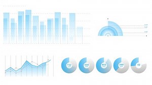 Business infographics, financial charts and diagrams. 4K animation of market statistics and analytics.