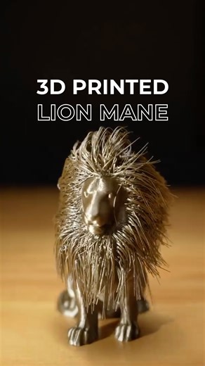 🦁🔥This 3D printed lion went from simple to stunning with one clever trick. The mane was shaped with a hair dryer to create a flowing, lifelike look🦁💨. | 3Dnatives
