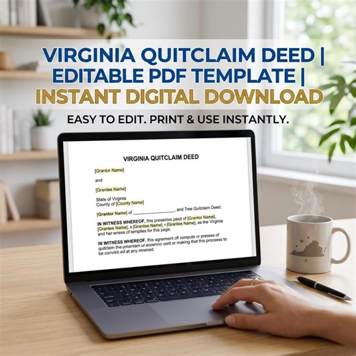 Virginia Quitclaim Deed DOCX PDF Template | Editable VA Deed Form | Clerk Ready   Grantor/grantee Tax | Instant Download - Etsy