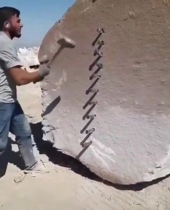 Crack propagation in a brittle material will always follow the plane of highest tensile stress. Aligned forces concentrators such as these pins serve to focus the stress and create such a plane. #fracturemechanics #brittlematerial #metallurgy #materialscience #metallurgicalengineering #engineering #science | Metallurgical engineering