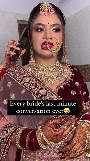 Bride 😂😂 . . . . . #makeupbride #bridalmakeup #bridalmakeuplook #brideconverse #indianbride #bridesofinstagram #bridesofindia #lipstick #eyeliner #redbride #trendingbrides #desibride #vivahutsav | Vivah utsav