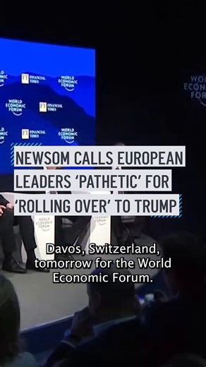 Gov. Gavin Newsom, one of the fiercest and most public critics of President Donald Trump, Tuesday escalated rhetoric against the president while admonishing European leaders. While attending the World Economic Forum in Davos, Switzerland, Newsom, a Democratic presidential contender, urged the leaders of European nations to “wake up” while slamming them for “rolling over” to Trump. #nbcla | NBC LA