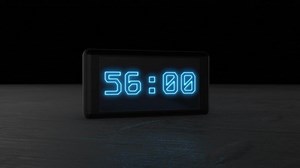 59 Seconds Digital Countdown Timer. Neon Countdown Clock 3D. 4K
