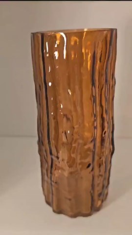 Vintage Amber Bark Glass Vase – 8" Brutalist Textured MCM Retro Decor - Etsy
