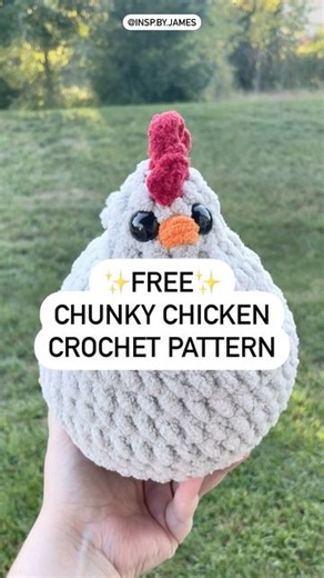 Inspired by James on Instagram: "Want to make a chicken with personality? This pattern is for you! The new and improved ✨Chunky Chicken✨ was released yesterday! This FREE crochet pattern is available on my Instagram (pinned on my profile) and on my website (link in bio)! 🔗 http://inspiredbyjames.com/free-chunky-chicken-pattern/ #amigurumi #fiberart #crochetersofinstagram #beginnercrochet #freecrochetpattern #crochetchicken #crochetaddict #crazychickenlady #chickenart #freeamigurumipattern"