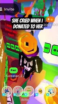 she cried when I donated her #roblox #plsdonate #donaterobux