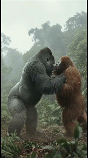 Gorilla vs Ape in a Foggy Jungle! Ultra-Real Close-Range Clash