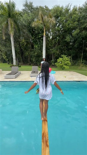 Cali walks a balance beam on water ⚖️