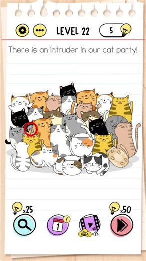 Brain Test | Level 22 | There is an intruder in our cat party! | #braintestsolution