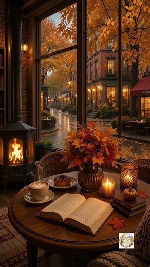 Beautiful Autumn Café Ambience 🍁 Relaxing Jazz Piano #relaxingjazz #autumnambience
