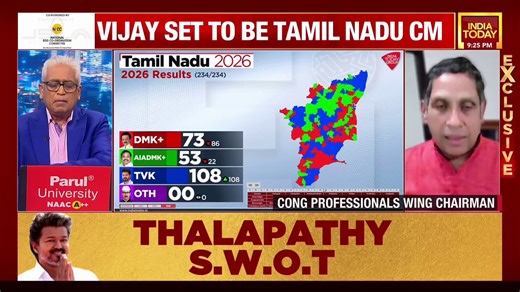 #EXCLUSIVEIf he becomes Chief Minister, would it be more advisable, in your view, to run a minority government rather than rely on smaller parties — including the Congress, the VCK, or the Left? Should Vijay, in your opinion, be allowed to run the government entirely on his own terms?Listen in @pravchak shares his views.#NewsToday | @sardesairajdeep