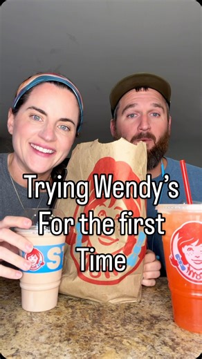68K views · 43K reactions | Trying @wendys for the first time ever!!! #fastfood #foodie #frosty #chocolate #icecream #foryou #review #husband #husbandandwife #dinner #hamburger #burger #foryoupageofficiall #fypage #fastfoods #supper #lunch #tryit #couple #couples #couplecomedy | Sarah Kraffty | Facebook