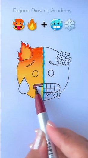 Hot🔥 + Cold❄️ || Emoji Mixing Satisfying Art #creativeart #satisfying