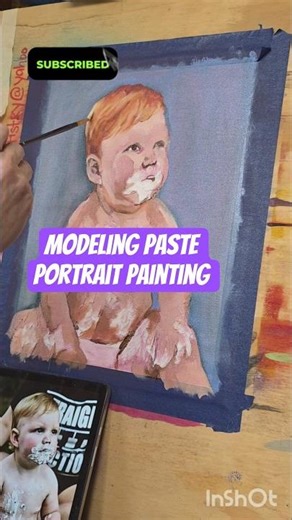 modeling paste portrait painting portrait #9 #shorts #artprocess #paintingtexture
