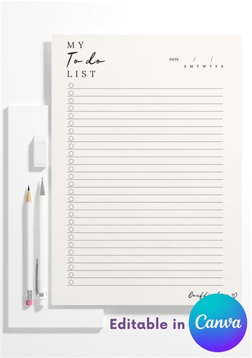 Printable to Do List Template, Customizable Tasks Planner (canva) - Etsy