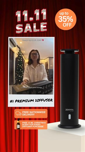 Make your home feel like quiet luxury. This 11.11, enjoy up to 35% OFF the Eclipse 2.0 Diffuser. Sleek, whisper-quiet, and designed to make every space feel like a five-star retreat.  Free 15ml Christmas scent with every purchase  Free nationwide delivery ️ Includes 2-year warranty Your relaxation starts here. Shop Eclipse 2.0 today and bring the holidays home. | Zennya Essentials | Facebook