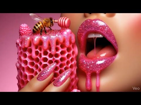 Honey Eating and Bees ASMR, Super Satisfying | Sticky Honeycomb ASMR Squishy & Satisfying 🍯| AI ASMR