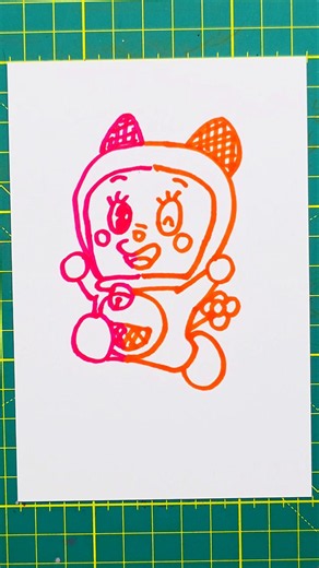 両手でドラミの描き方！「ドラえもん」#ドラえもん #イラスト #drawing #描き方 #ドラミ #shorts