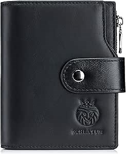 Large Capacity Wallets for Men RFID Blocking Men Wallet Leather with Coin Pocket, 18 Card Slots, Flap ID Window, Black