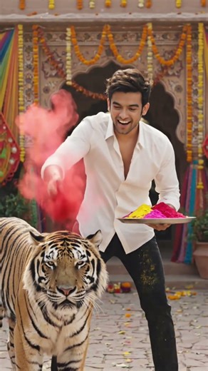 Holi celebration with simba 🐯