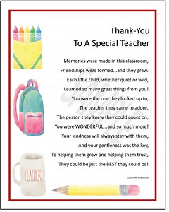 Teacher Thank You Poem, DIGITAL DOWNLOAD, Teacher Gift Present Print Verse, Teacher Appreciation, New Teacher Gift, Teacher Graduation Gift, - Etsy
