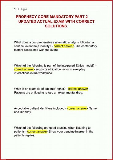 #learnexams PROPHECY CORE MANDATORY PART 2 UPDATED ACTUAL EXAM WITH CORRECT SOLUTIONS1657 new video