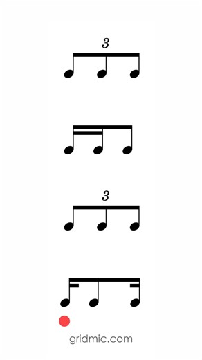 Gridmic - Rhythm Reading on Instagram: "Triplet note rhythms constants 🎶 #rhythm #sightreading #musician #musiclesson #musiceducation #musicchallenge #drummer"