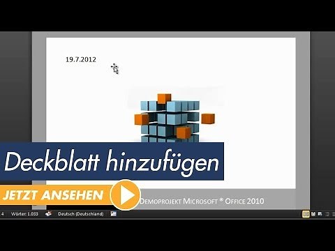 Microsoft Word Tutorial: Dokument ein Deckblatt hinzufügen