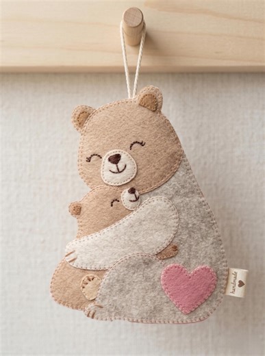 Felt Teddy Bear Sewing Pattern PDF, Mama & Baby Bear Plush Template, DIY Handmade Toy, Mother’s Day Gift Craft, Easy Blue Print Felt Pattern