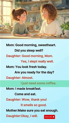 Daily English Conversation Practice | Breakfast with Mom (Day 2)