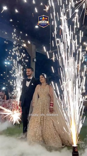 Lucky fireworks on Instagram: "Make your entry feel like a “movie scene” 🔥✨ When the music drops and the fireworks hit… the whole crowd goes silent for a second — then BOOM 💥 Lucky SFX Fireworks brings the perfect timing, safe setup, and that goosebumps-worthy moment your family will remember forever. If you want a grand wedding entry / varmala / couple moment that actually looks premium on camera — DM @lucky_sfx_firework 🎆 #LuckyFireworks #WeddingSFX #ColdPyro #WeddingEntry #EventProduction 