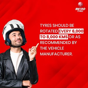 For a balanced and safe drive, rotate your tyres every 6,000 to 8,000 km. Keep those wheels turning smoothly! #AskMetroTyres if you have more questions—we’re here to help! #MetroTyres #TwoWheelerTyres #BikeTyres #continentaltyre #continentalmadebymetro #MetroExpertTip #TyreSafetyTips #TyreTips | Metro Tyres | Facebook