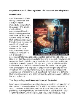 Impulse Control in Character Education Worksheet Classwork, Homework