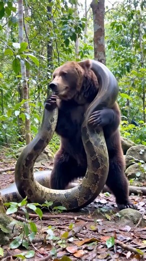 VideoAnimal on Instagram: "Bear vs Python: A Deadly Struggle! #bear #python #wildlife #animalfight #reallook"