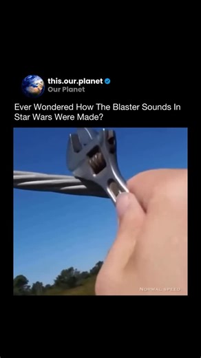 Our Planet on Instagram: "The iconic blaster sound from Star Wars did not come from futuristic technology, but from a real-world accident. Sound designer Ben Burtt discovered it by striking a steel guy-wire with a wrench, creating a sharp echoing snap unlike conventional gunfire. That raw sound was then slightly modified and layered in post-production to give it more depth and energy. The result felt instantly believable as a weapon from another world, while still grounded in physical reality. #
