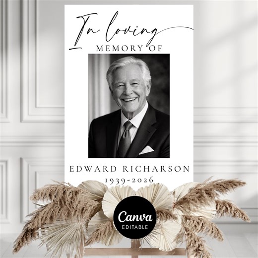 Funeral Welcome Sign Template | Editable Celebration of Life Poster | Printable Memorial Sign (canva PDF) | - Etsy