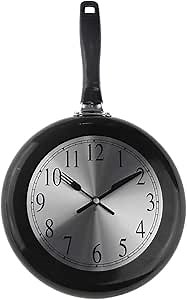 Timelike Wall Clock, 10 inch Metal Frying Pan Kitchen Wall Clock Home Decor - Kitchen Themed Unique Wall Clock with a Screwdriver (Black)