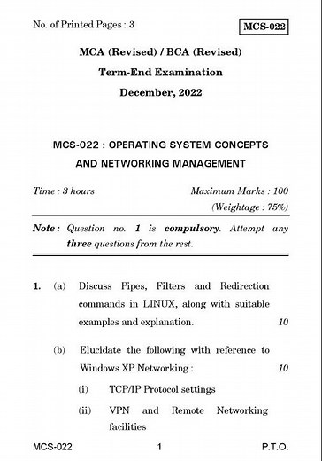 MCS - 022 December 2022 Question Paper