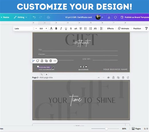 Gift Certificate Template Editable, Gift Voucher Printable, Editable Gift Certificate, Printable Gift Card, Small Business Supplies - Etsy UK