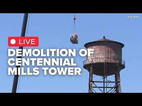 LIVE: Centennial Mills water tower ahead of controlled detonation